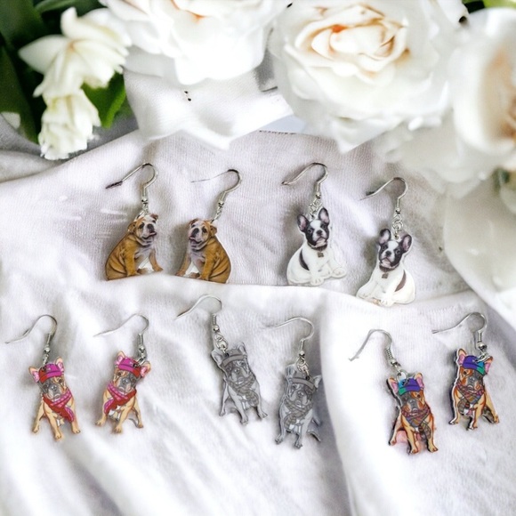 Charming Bulldog Earrings - Perfect Dog Jewelry for Bulldog Moms & Dog Lovers! - Picture 2 of 4